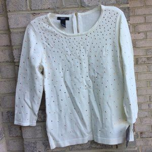 Alfani Beaded Round Neck Sweater